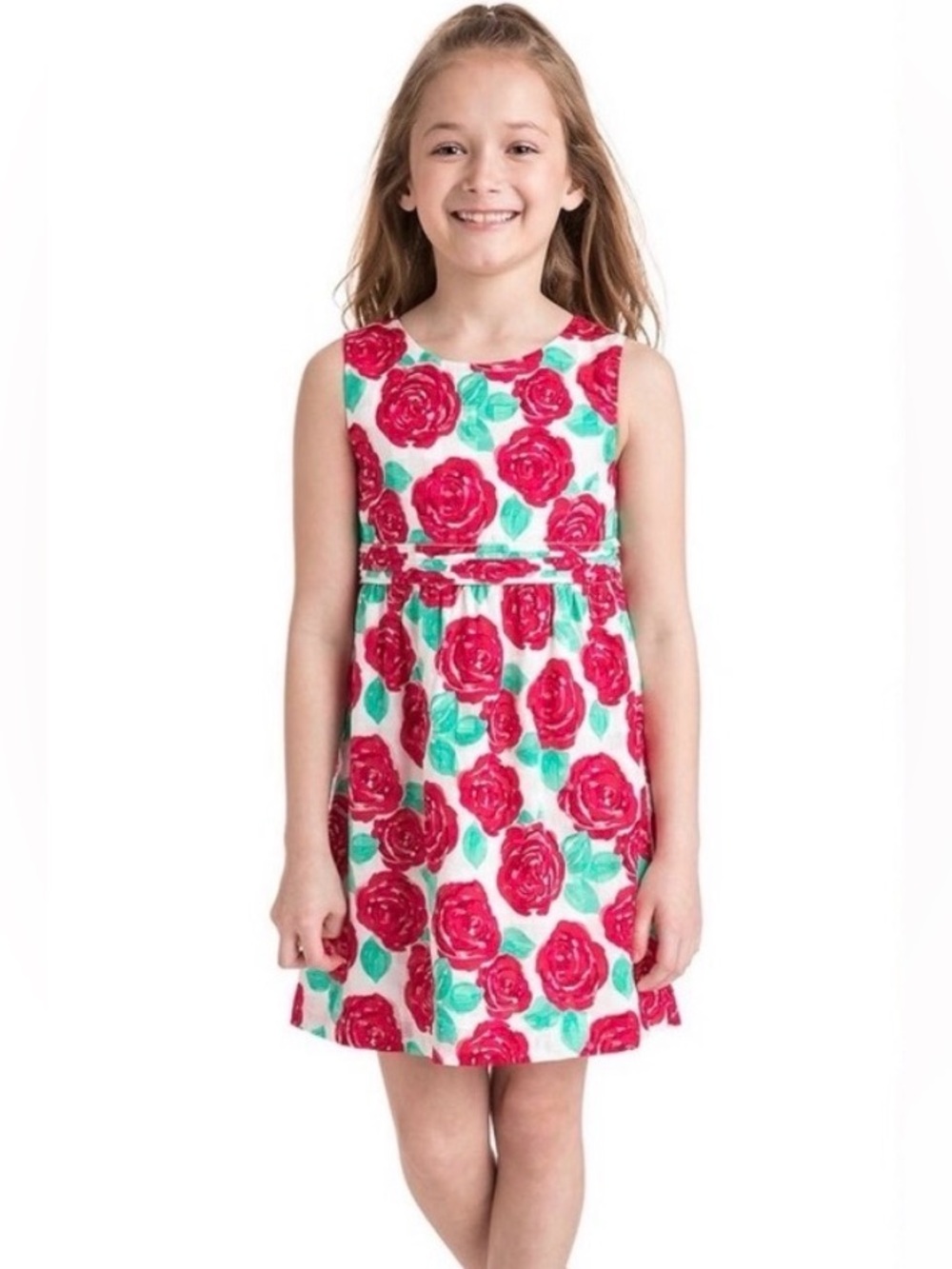 Girls' Vineyard Vines Kentucky Derby Red Rose Print, size 16